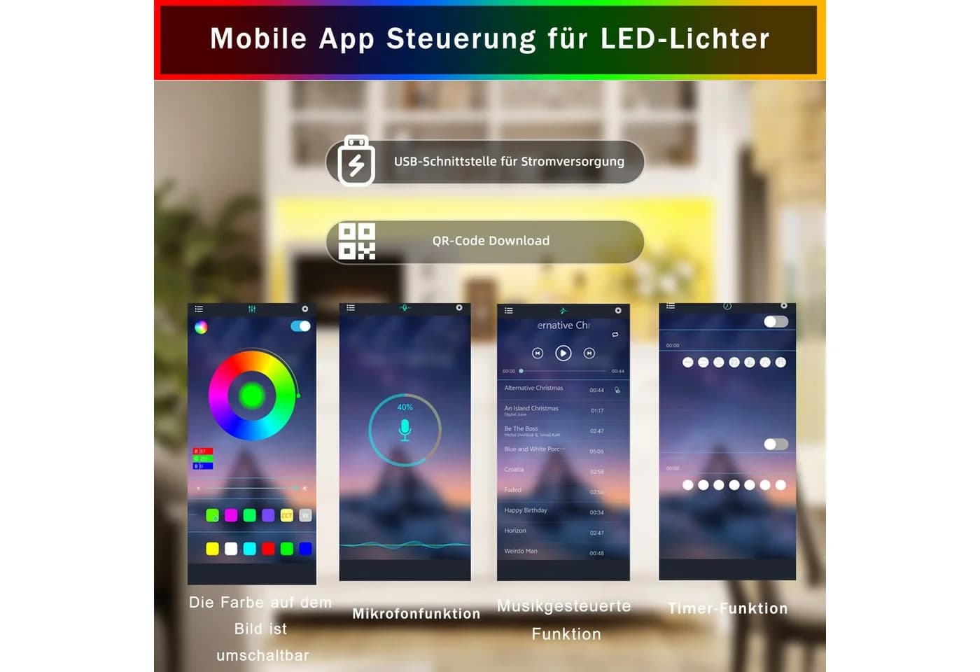 TavilaEcon Küchenbuffet Weiß mit LED & Schubladen - Bild 5