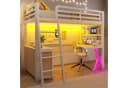 Ulife Hochbett mit Schreibtisch und LED-Lichtleiste Weiß Bild 5