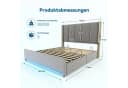 TavilaEcon Boxspringbett Veloursbett mit LED-Beleuchtung und Stauraum grau/beige Bild 4