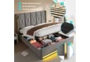 TavilaEcon Boxspringbett Veloursbett mit LED-Beleuchtung und Stauraum grau/beige Bild 5