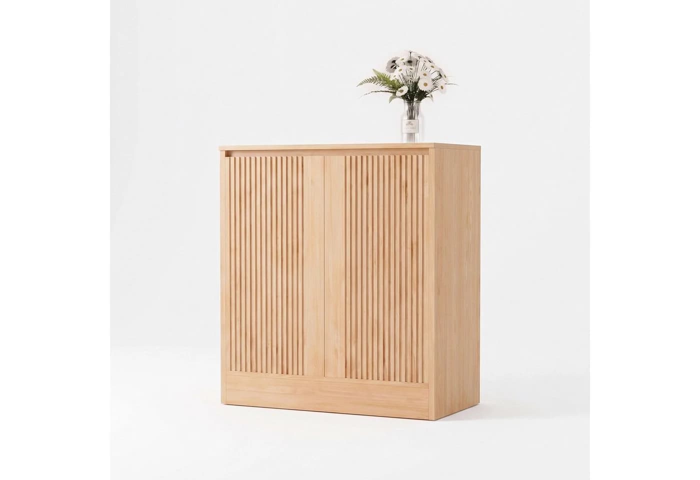 VOWNER Sideboard mit 2 Holztüren Beige Spanplatte - Bild 3