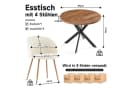NORDICANA Essgruppe 5-tlg. runder Esstisch mit Stühlen Beige/Braun Bild 1