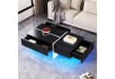 Ulife Couchtisch mit LED-Beleuchtung und Schubladen Schwarz/Weiß Hochglanz Bild 4