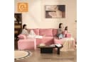 LITBIRD Ecksofa U-förmig Rosa Cordstoff Schlafsofa Bild 3