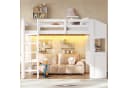 Ulife Hochbett 90x200 mit Schreibtisch, LED-Beleuchtung & Stauraum, weiß Bild 3