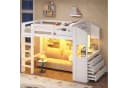 Ulife Hochbett 90x200 mit Schreibtisch, LED-Beleuchtung & Stauraum, weiß Bild 4