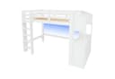 Ulife Hochbett 90x200 mit Schreibtisch, LED-Beleuchtung & Stauraum, weiß Bild 5