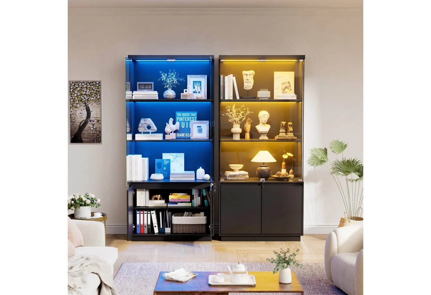 PEALOV Glasvitrine Schwarz mit LED-Beleuchtung und Bewegungssensor - Bild 4