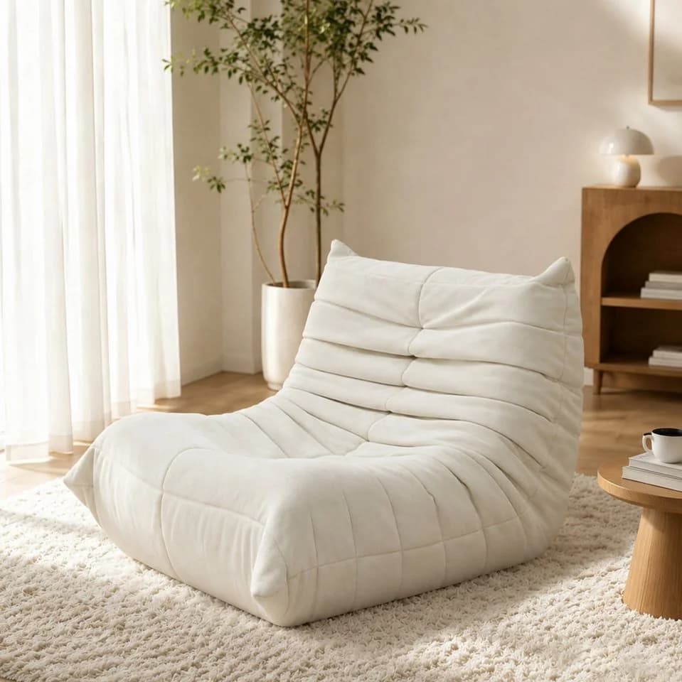 VUZINIC Sitzsack Beige Memory-Schaum Bodensofa - Bild 2
