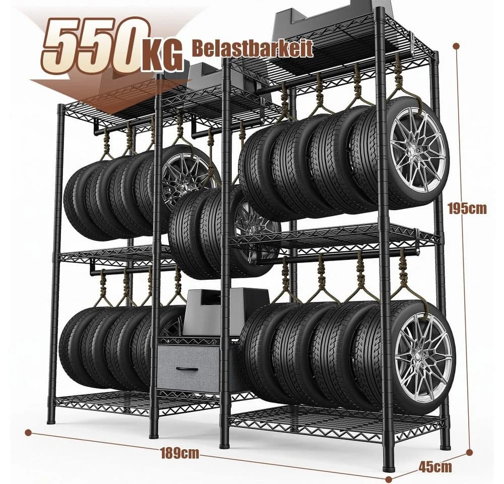 Klyvvo Kleiderständer 550 KG Traglast Schwarz Metall - Bild 3