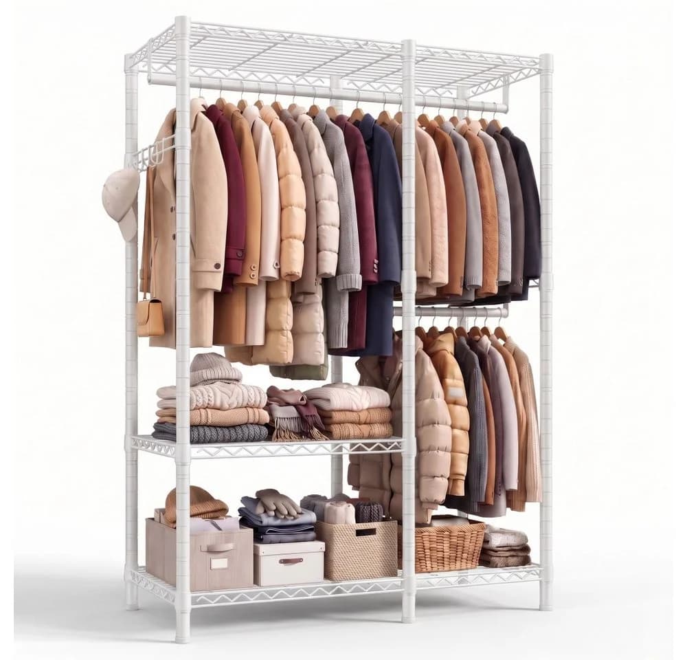 Klyvvo Kleiderständer Offener Kleiderschrank Weiß Stahl - Bild 2