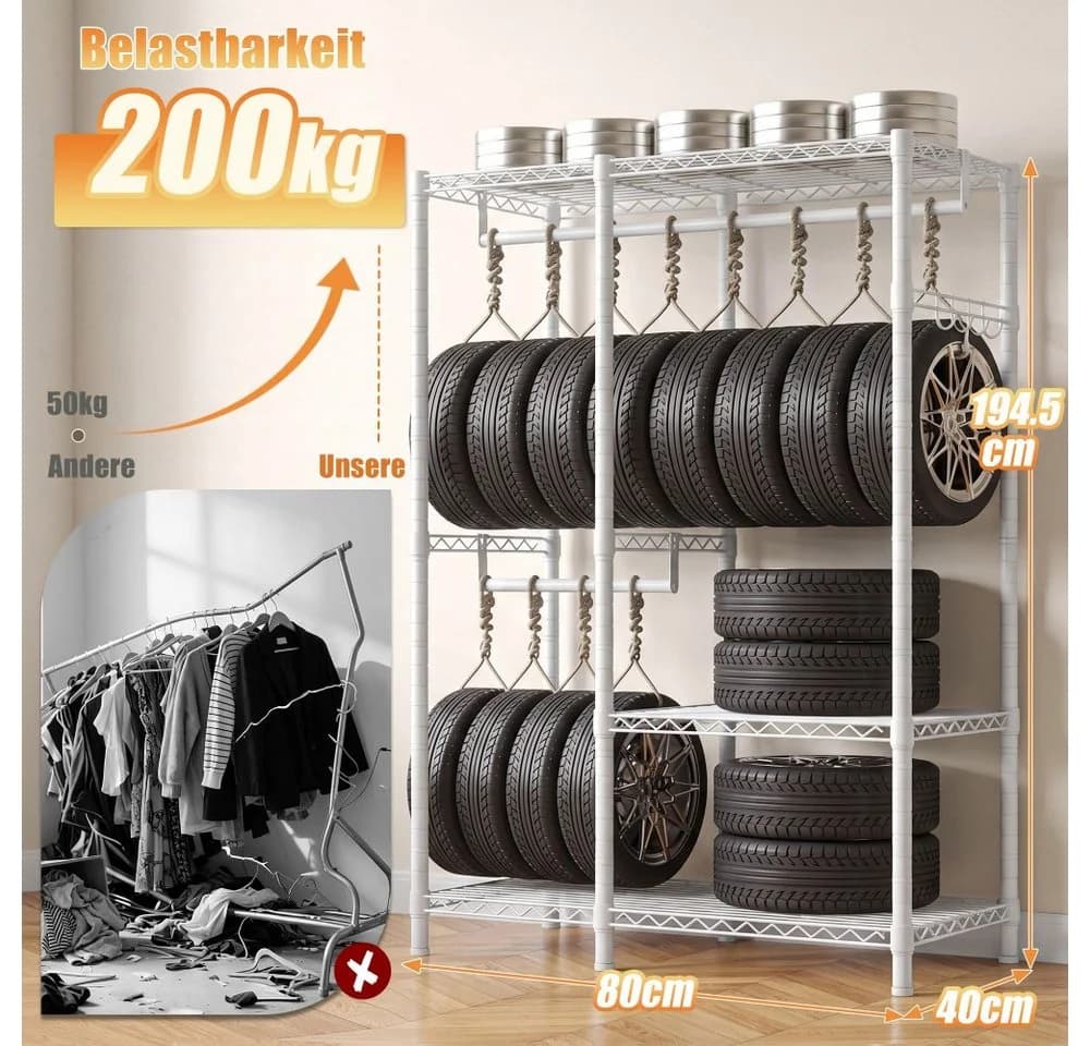 Klyvvo Kleiderständer Offener Kleiderschrank Weiß Stahl - Bild 3