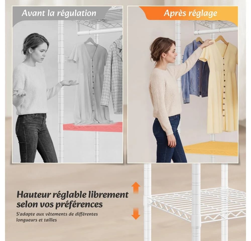 Klyvvo Kleiderständer Offener Kleiderschrank Weiß Stahl - Bild 5