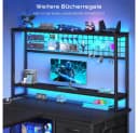 Klyvvo Gaming Schreibtisch L-Form Schwarz mit Schubladen & LED Bild 1
