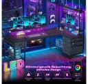 Klyvvo Gaming Schreibtisch L-Form Schwarz mit Schubladen & LED Bild 3