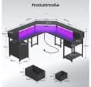 Klyvvo Gaming Schreibtisch L-Form Schwarz mit LED & Schubladen Bild 3