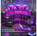 Klyvvo Gaming Schreibtisch L-Form Schwarz mit LED & Schubladen Bild 5
