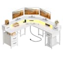 Klyvvo Gaming Schreibtisch L-Form Weiß mit LED & Schubladen Bild 2