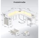 Klyvvo Gaming Schreibtisch L-Form Weiß mit LED & Schubladen Bild 3