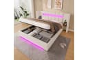 TavilaEcon Polsterbett mit Bettkasten, LED-Licht & USB-Anschlüssen Beige Bild 2