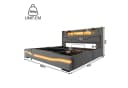 TavilaEcon Polsterbett mit LED, Bettkasten & Steckdosen Grau Bild 4