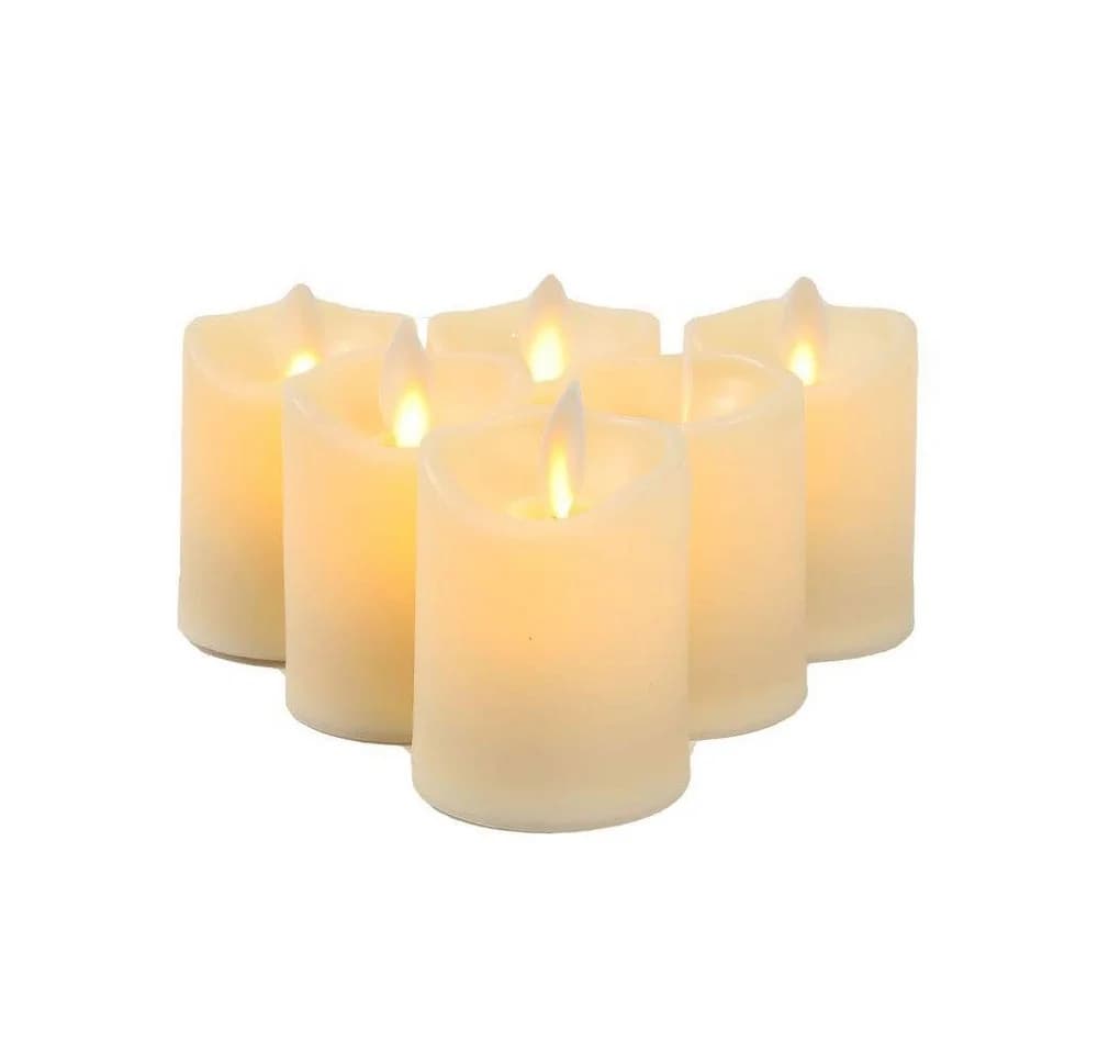 JHY DESIGN LED-Kerze 6er-Set Flammenlose Stumpenkerzen mit Flammeneffekt