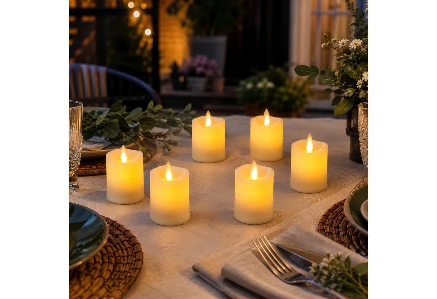 JHY DESIGN LED-Kerze 6er-Set Flammenlose Stumpenkerzen mit Flammeneffekt - Bild 4