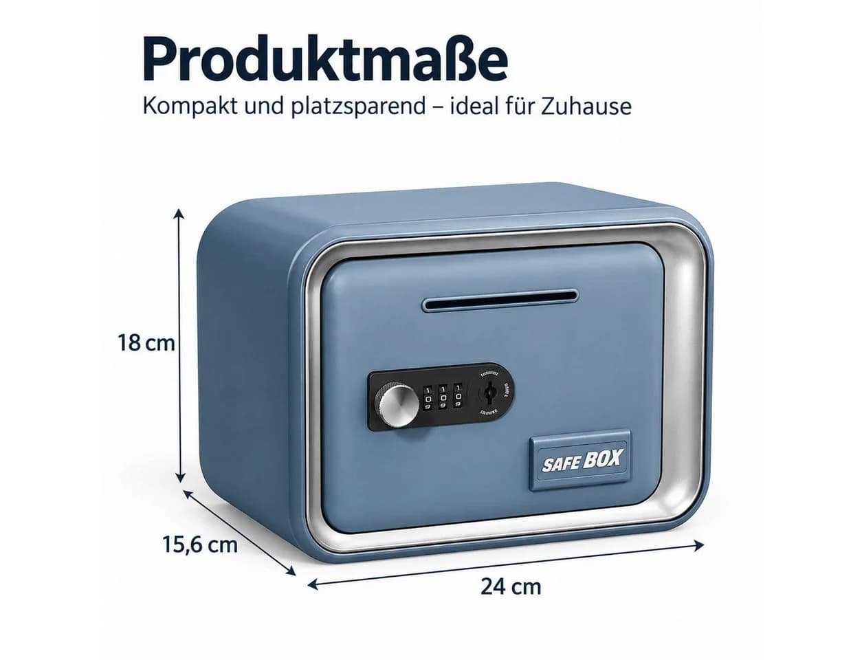 ibettertec Spardose mit Zahlenschloss & Schlüssel, 5L Sparbox Blau - Bild 4