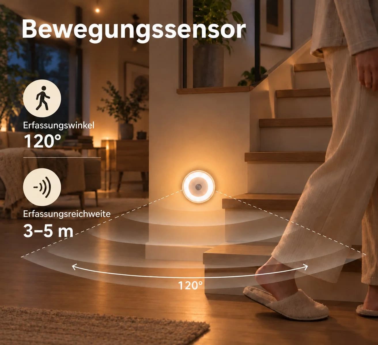 Fyrove LED Nachtlicht mit Bewegungsmelder, 3CCT & USB-C Aufladung, Weiß