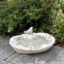 gartendekoparadies.de Vogel-Tränke Blatt Grau Steinfigur Bild 2