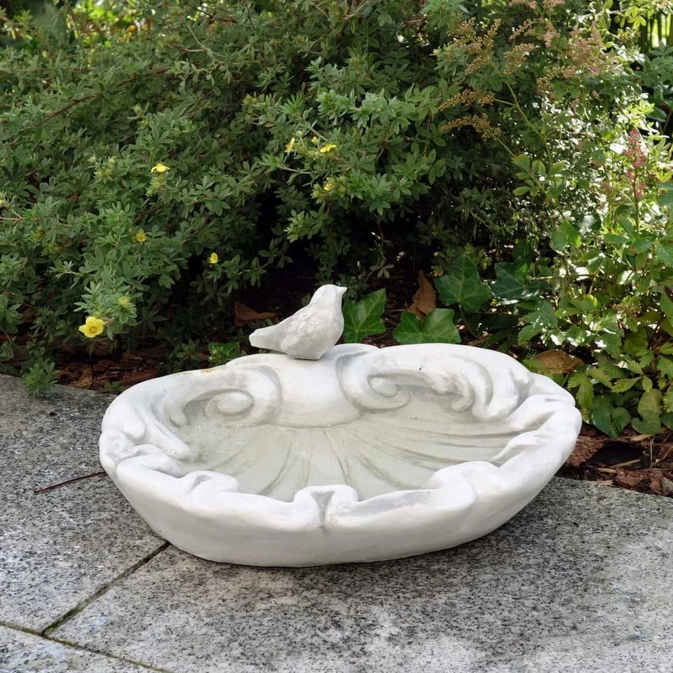 gartendekoparadies.de Vogel-Tränke Blatt Grau Steinfigur - Bild 2