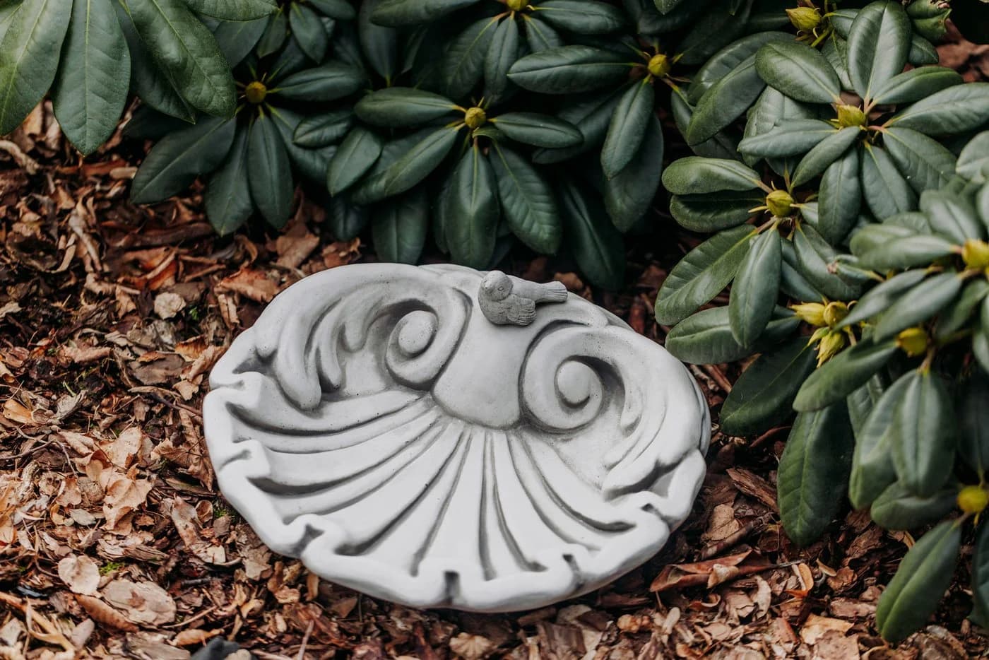 gartendekoparadies.de Vogel-Tränke Blatt Grau Steinfigur - Bild 4