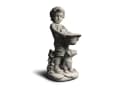 gartendekoparadies.de Gartenfigur Junge mit bepflanzbarem Hut Grau Steinfigur Bild 1