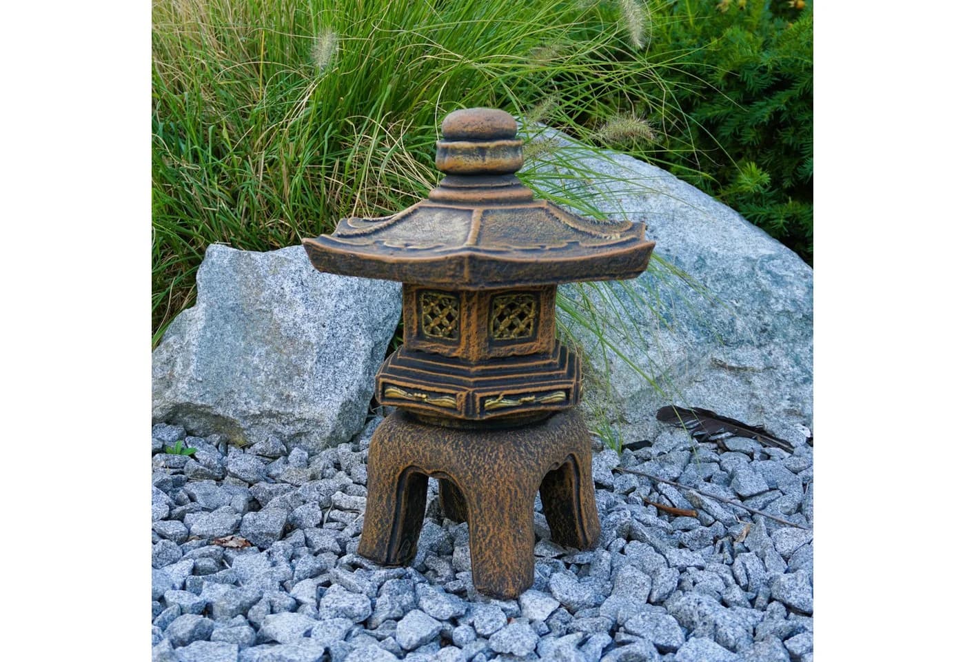 gartendekoparadies.de Japanische Oki-Gata Steinlaterne Gold - Bild 2