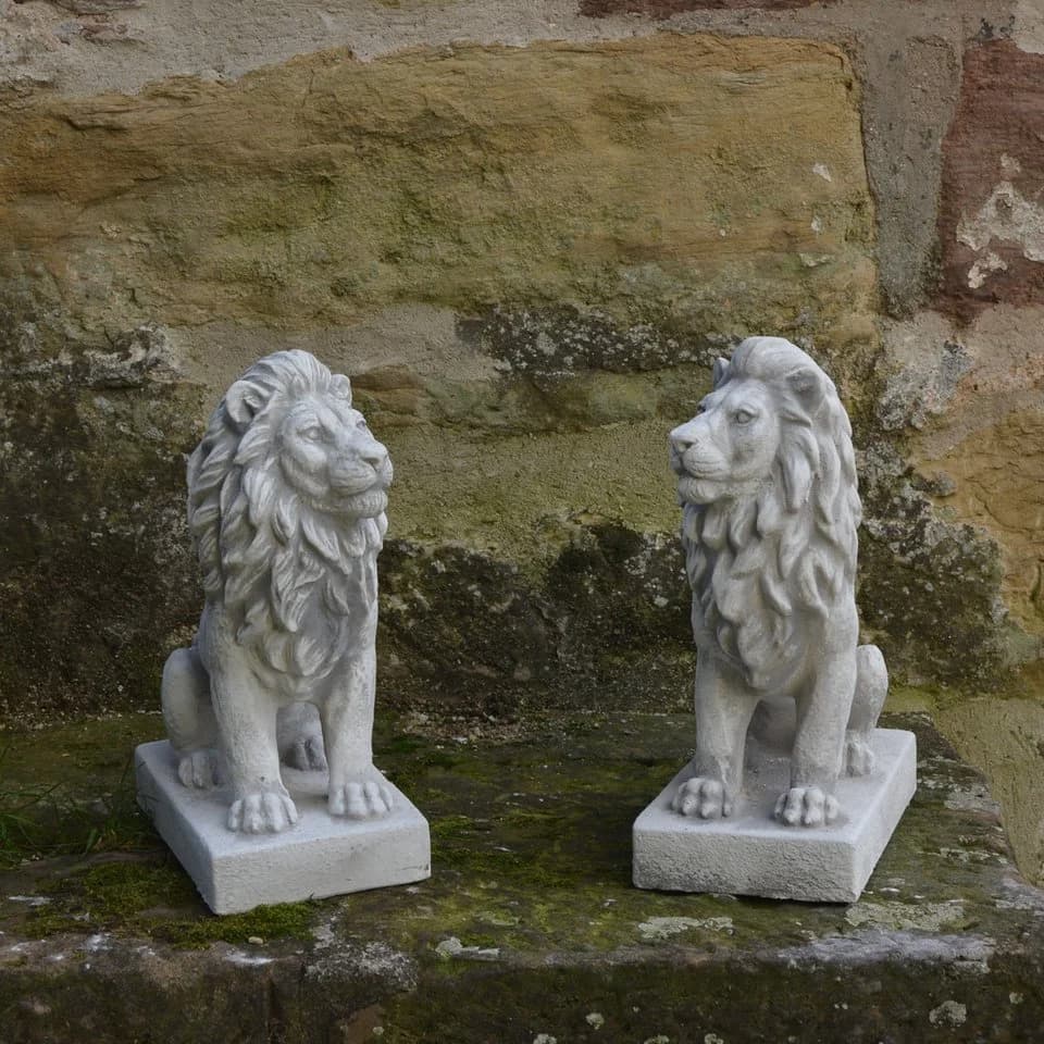 gartendekoparadies.de Löwen Statue 2er-Set Steinfigur Torwächter 34 cm - Bild 2