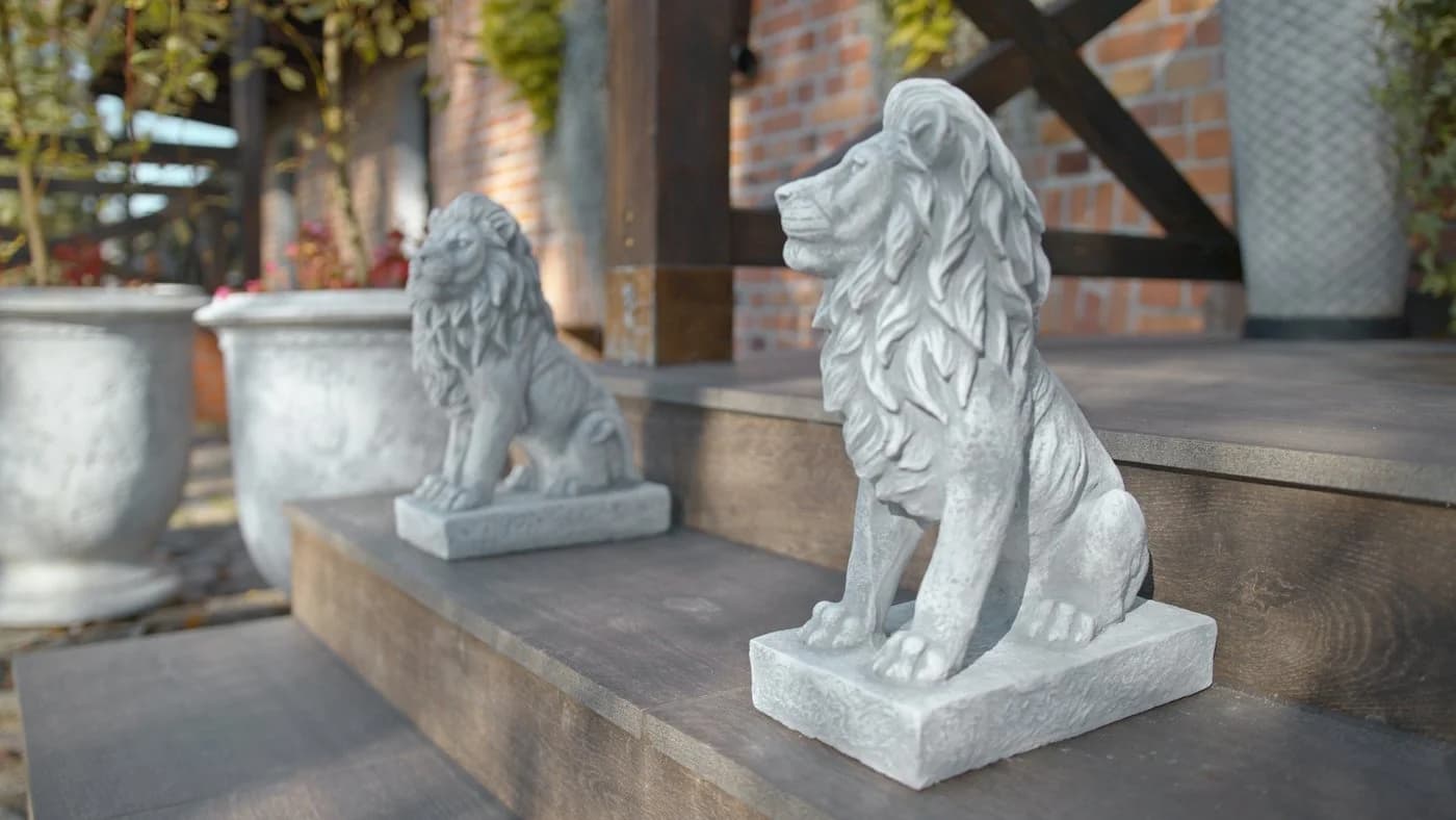 gartendekoparadies.de Löwen Statue 2er-Set Steinfigur Torwächter 34 cm - Bild 5