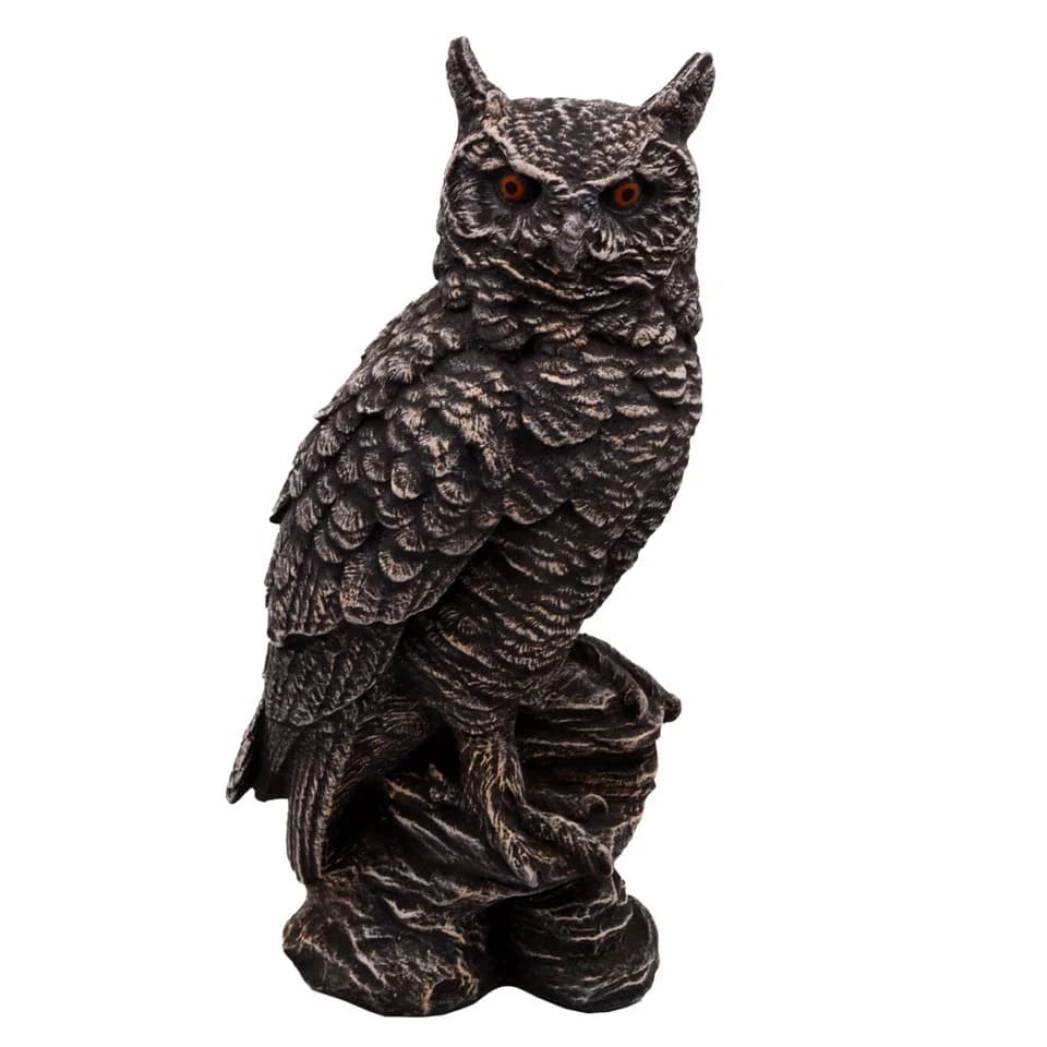 gartendekoparadies.de Gartenfigur Eule Uhu Steinfigur Grau Antik