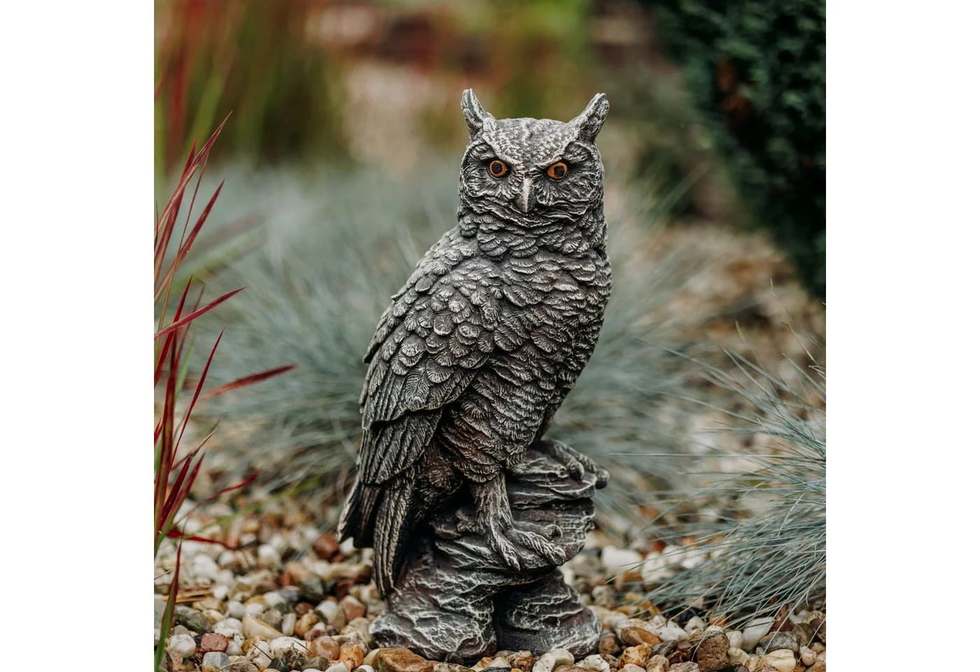 gartendekoparadies.de Gartenfigur Eule Uhu Steinfigur Grau Antik - Bild 2