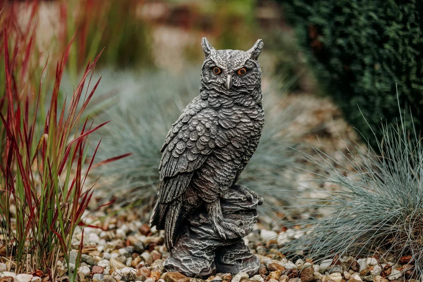 gartendekoparadies.de Gartenfigur Eule Uhu Steinfigur Grau Antik - Bild 3