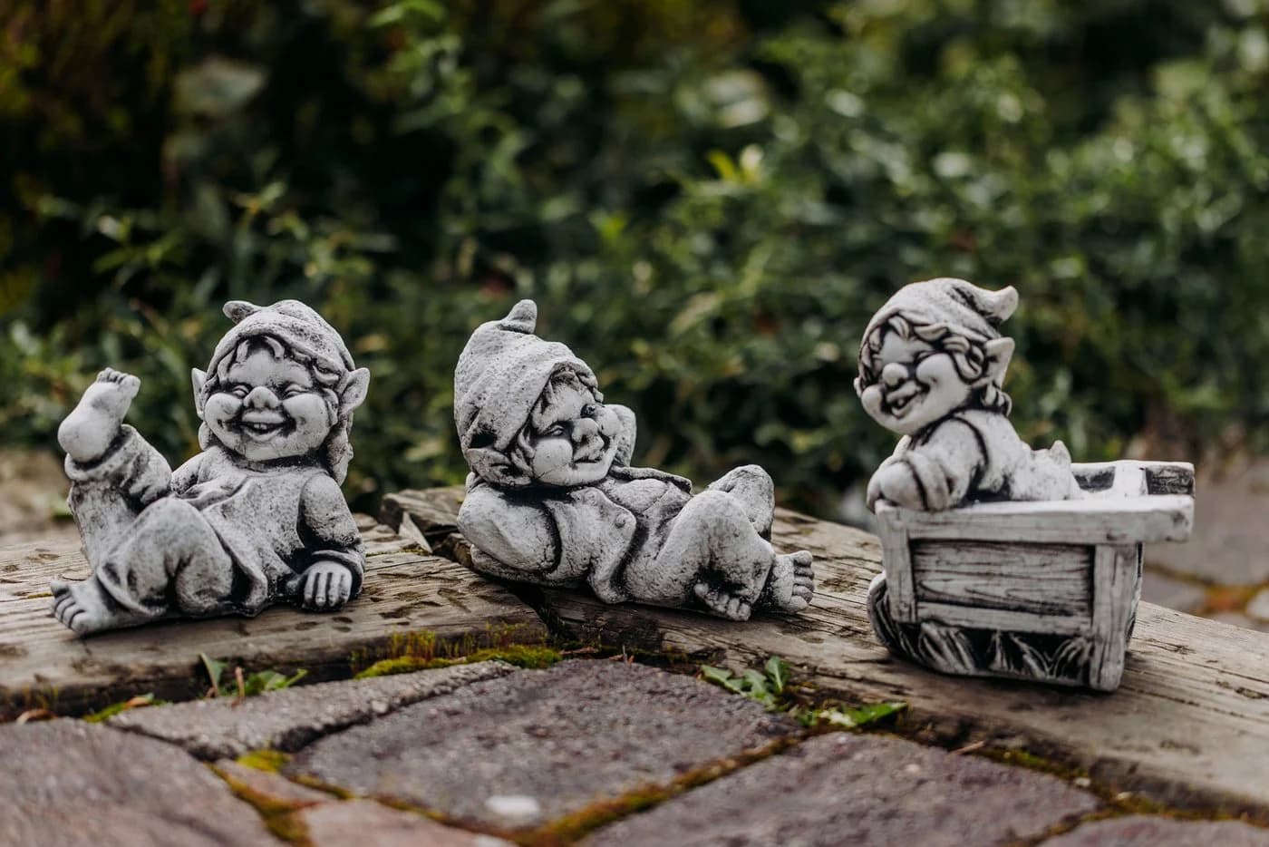 gartendekoparadies.de Gartenfigur 5er Set Gnom Familie Steinfiguren Grau - Bild 3