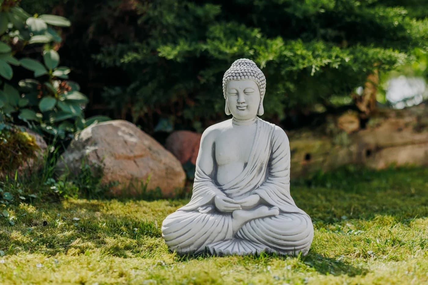 gartendekoparadies.de Buddha Statue Grau Steinfigur - Bild 3