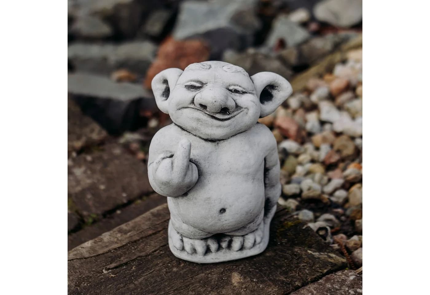 Gartendekoparadies.de Gartenfigur Massive Steinfigur Troll Grau - Bild 2