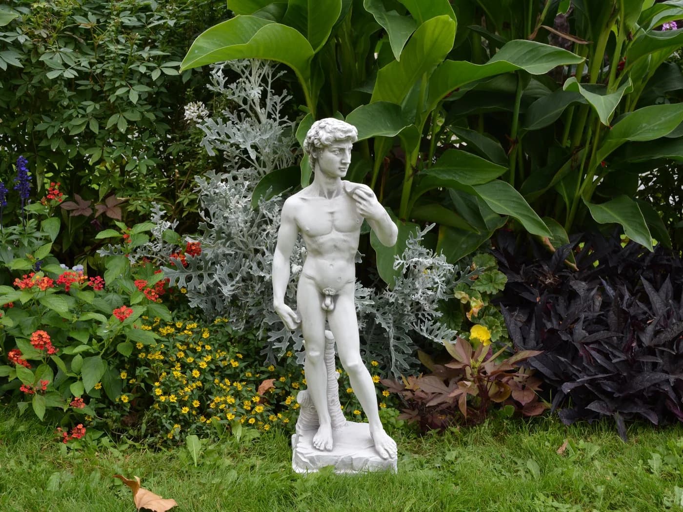 gartendekoparadies.de Gartenfigur David Statue Grau Kunststein - Bild 3
