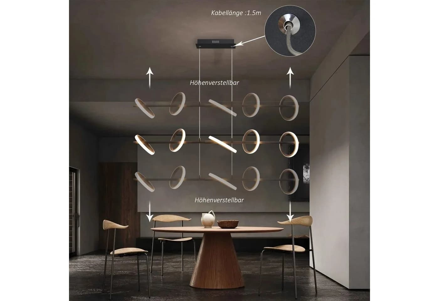 ZMH LED Pendelleuchte Modern Dimmbar Schwarz Silber - Bild 4