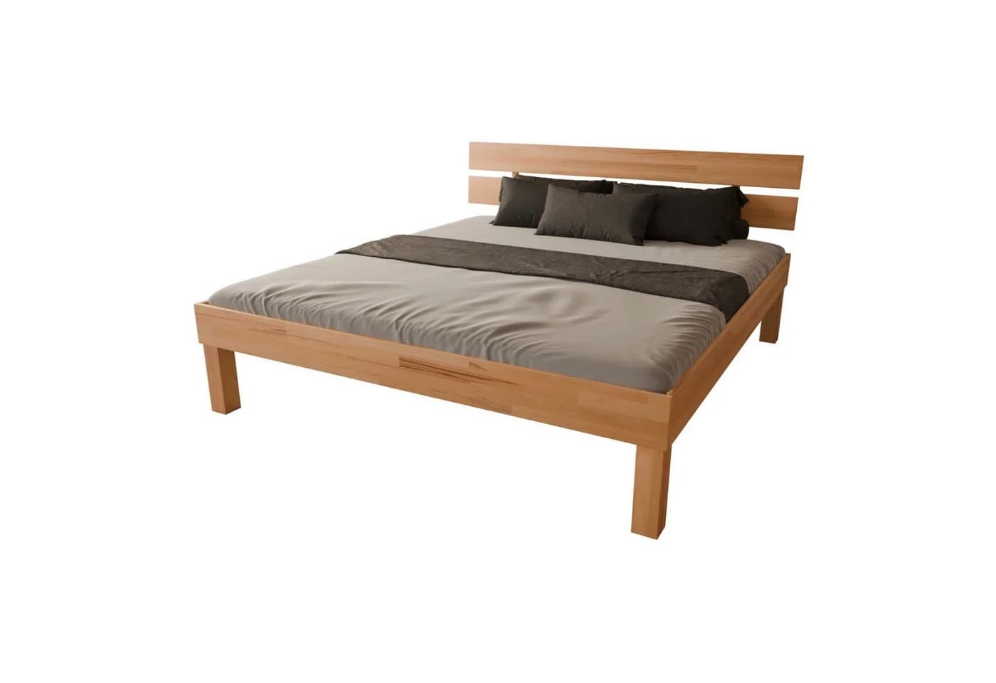 MeinMassivholz Holzbett PALMA Kernbuche Komfortbett Massivholz Bettgestell Kopfpaneel Einzel- & Doppelbett - Bild 2
