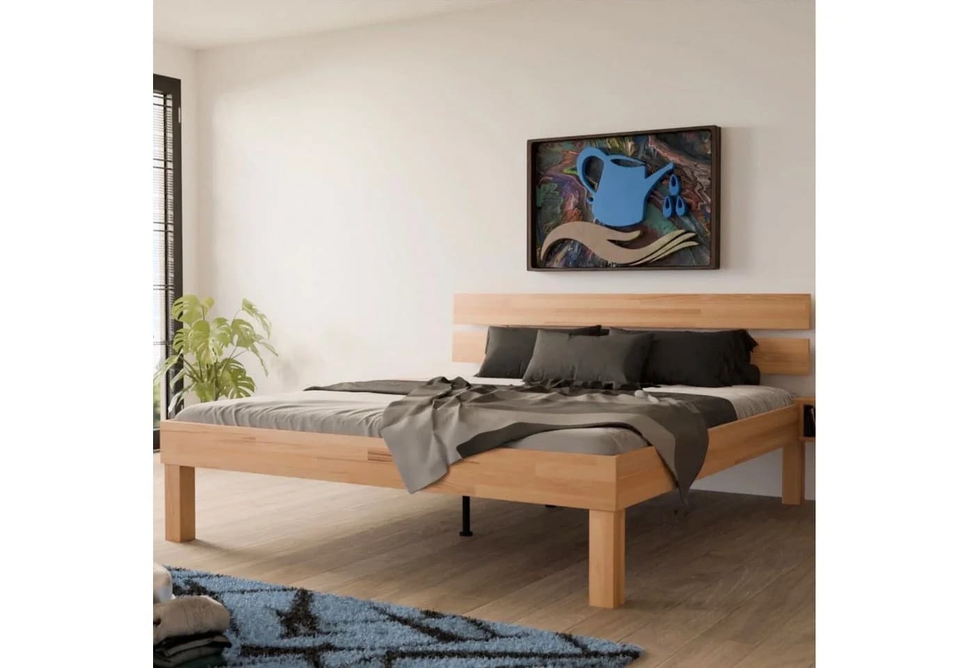 MeinMassivholz Holzbett PALMA Kernbuche Komfortbett Massivholz Bettgestell Kopfpaneel Einzel- & Doppelbett - Bild 5