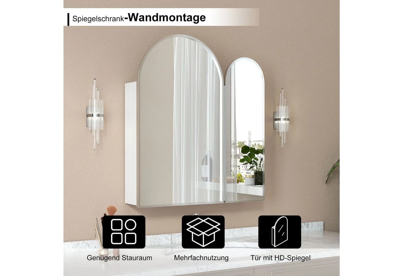 radelldar Badezimmerspiegelschrank Bogen 61x12x70 cm Silbrig - Bild 4