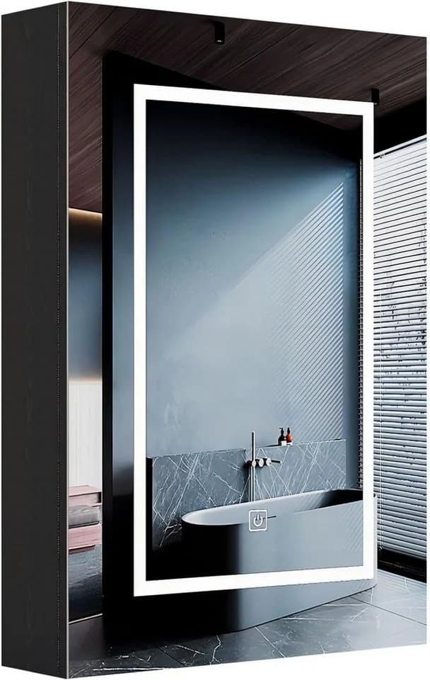 radelldar Badezimmerspiegelschrank mit Beleuchtung und Ablage, Badschrank hängend Badmöbel - Bild 2