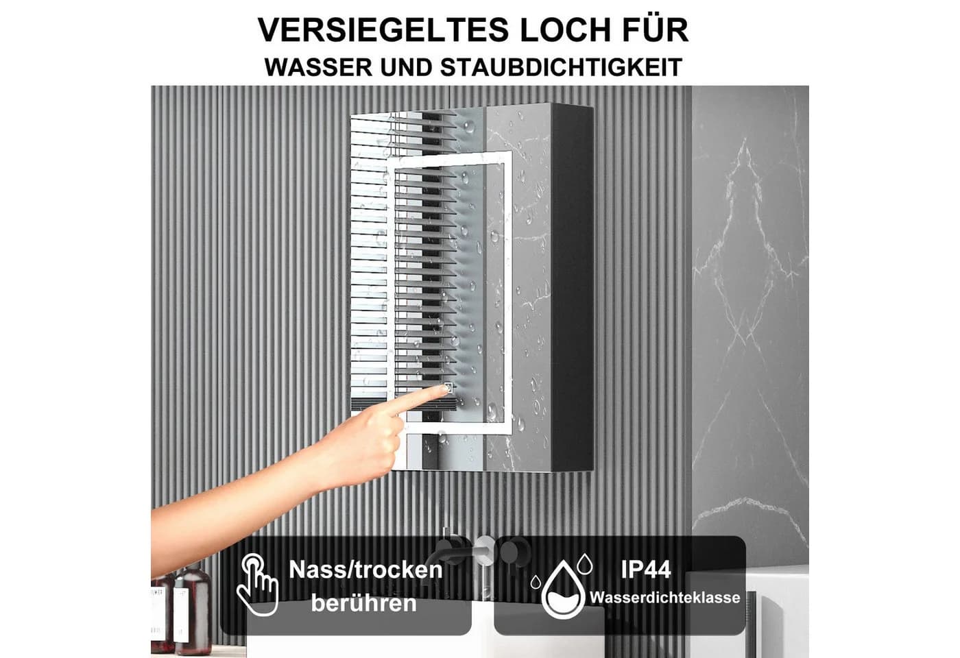 radelldar Badezimmerspiegelschrank mit Beleuchtung und Ablage, Badschrank hängend Badmöbel - Bild 5
