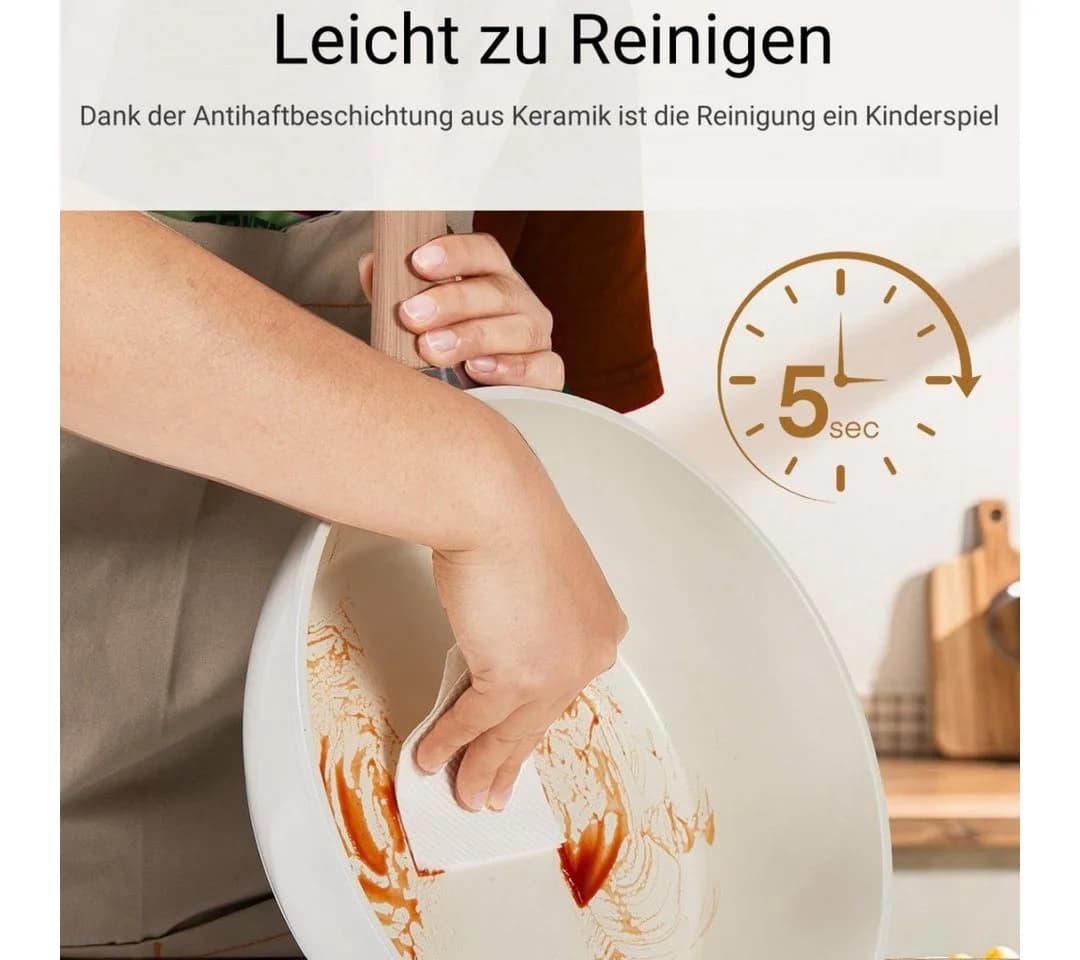 FOHERE Pfannen-Set 15-tlg. Keramik Aluminium Antihaft - Bild 5
